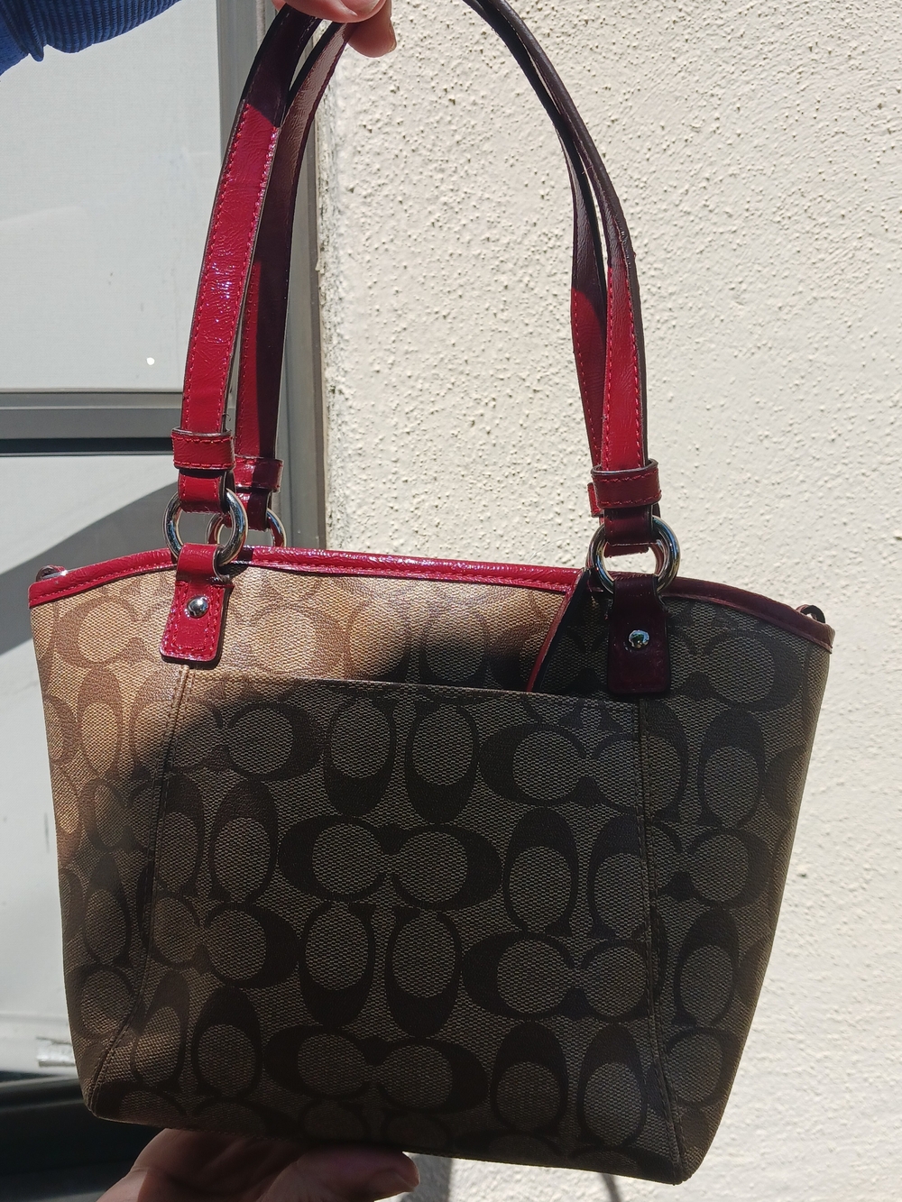 Coach Signature Canvas Tote with Red Trim - Picture 9 of 14
